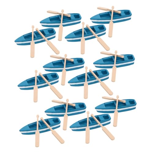 Gatuida 12 Sätze Teiliges Miniatur Kanus mit Holzpaddeln Kleine Blaue Ruderboote als Vielseitige Mini Boot Dekoration für DIY Miniaturwelt Wohn Bürogestaltung von Gatuida