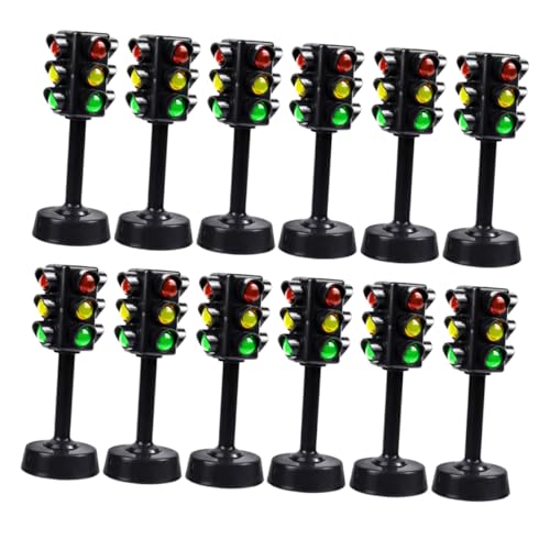 Gatuida 12 Stück Ampel Lampe Straße Miniatur Led Verkehr Kleinkindspielzeug Kleines Ampelspielzeug Signallicht -ampeln Modell Ampeln Schwarz Abs von Gatuida