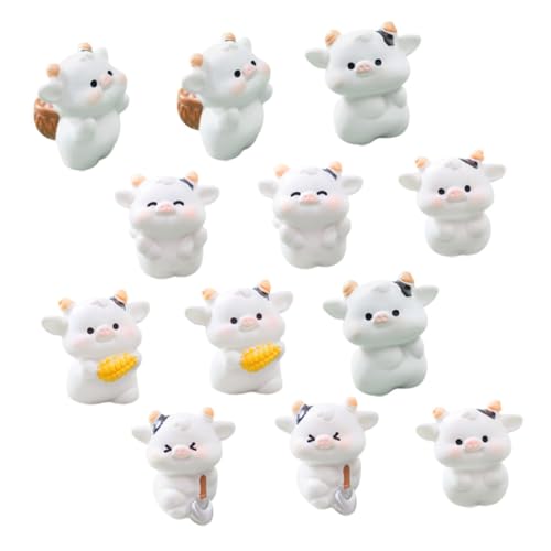 Gatuida 12 Stück Kühe Figuren für Diy Feengarten und Partydekorationen Tier Cake Toppers Pflanzendekoration Langlebigem Resin Interaktive Bastelaktivität für Familien von Gatuida