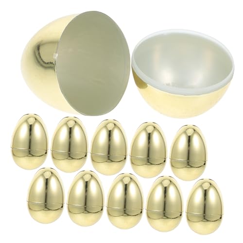 Gatuida 12 Stück Simulations Goldeier Ostereier Füller Goldenes Osterei Ostereier Füller Ostereier Jumbo Eier Ostereier Behälter Ostereier Körbe Eier Gefüllt Aus Kunststoff von Gatuida