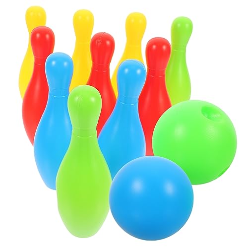 Gatuida 12 Stück Teiliges Bowling Set Buntes Outdoor mit Kegeln und Bällen Ab Jahren mit Abgerundeten Kanten Fördert Koordination und Eltern Junge Mädchen Interaktion Zufällige Farbe von Gatuida