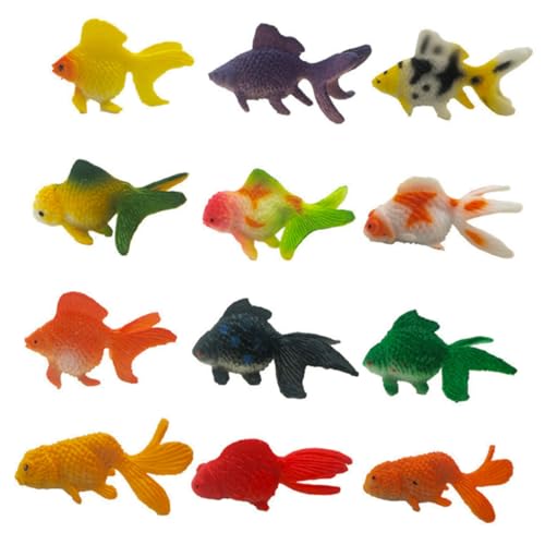 Gatuida 12 Stück Teiliges Goldfisch aus Sicherem PVC Realistische Mini Fischfiguren für Aquarium Deko Lernspielzeug und Trainingshilfe Farblich und Stilistisch Zufällig für von Gatuida