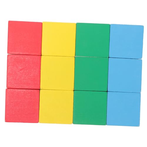 Gatuida 12 Stück Teiliges Holzbauklötze Bunte Würfel Pädagogisches Lernspielzeug für Kleinkinder Kreative Handmotorik Sicher von Gatuida