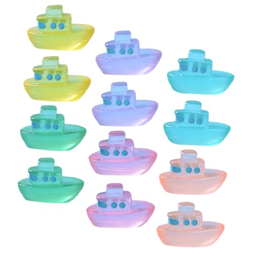 Gatuida 12 Stück Teiliges Mini Boot Deko aus Langlebigem Resin mit Leuchtender Oberfläche Bunte Miniatur Bootsfiguren für Garten Balkon Auto und Mikrolandschaften Farbenfrohe von Gatuida