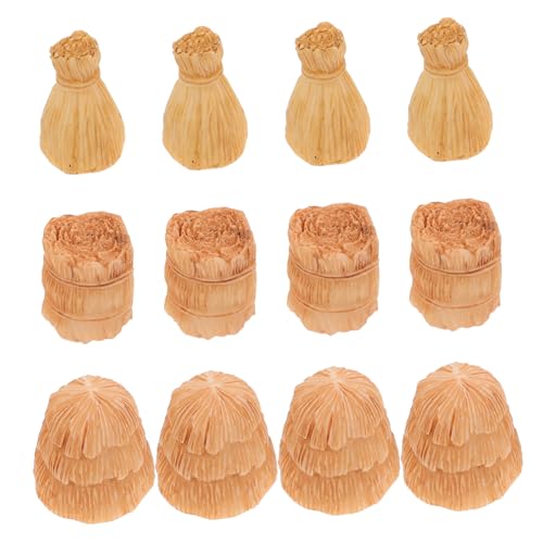 Gatuida 12 Stück Teiliges Mini Heuballen aus Robustem Harz Realistisch Gestaltete Dekorative Strohballen in Verschiedenen Formen und Vielseitige Herbst Dekoration für Tisch Puppenhaus von Gatuida