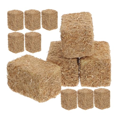 Gatuida 12 Stück Teiliges Miniatur Heuballen Natürliche Holznachbildung Realistisches Mini Stroh für Puppenhaus Deko DIY Bastelbedarf Party Schmuck Kompakt und Langlebig von Gatuida