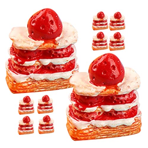 Gatuida 12 Stück Teiliges Miniatur Puppenhaus Kuchen Set Realistische Erdbeer Sahne Dessert Modelle Leichtes Puppenhaus Zubehör für Dekoration und Rollenspiel von Gatuida