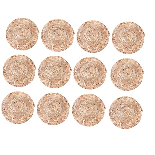 Gatuida 12 Stück geflochtene Strohhüte Weiden Gewebte Dekoration unser klein bastelset bastelmaterial für doll Accessories Puppenmütze handgefertigter Strohhut Hölzern von Gatuida