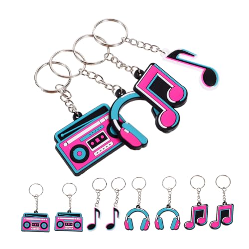 Gatuida 12-Teiliges Set Musik-Party-Schlüsselanhänger Musikalische Gastgeschenke Dekorationen retro musik schlüsselanhänger musik geschenkideen Musik-DJ-Schlüsselanhänger Musikpreise PVC von Gatuida