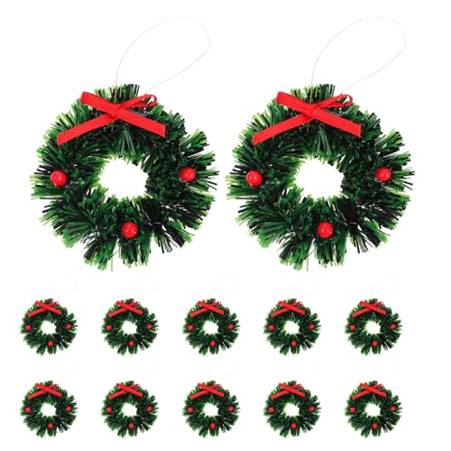 Gatuida 12-teiliger Puppenhaus-Weihnachtskranz: 1:12 Spielzeughaus Miniatur-Szenenmodell Weihnachtskranz Puppenhaus-Dekorationszubehör Rollenspielzeug von Gatuida