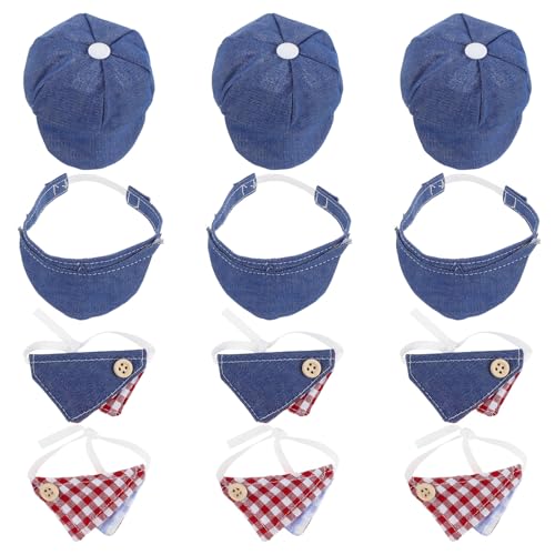 Gatuida 12-teiliges Miniatur-Set mit Dreiecksschals und Mützen – Mini-Puppenmützen – Spielzeug-Baskenmützen, Puppenschals, Dekorationen, Partyzubehör von Gatuida