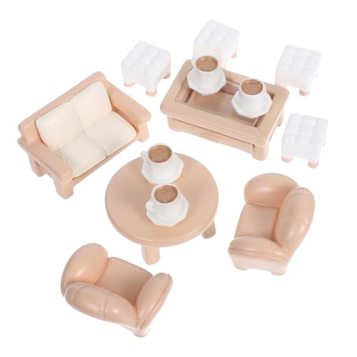Gatuida 13 Stück Teiliges Miniatur Puppenhaus Möbel Set Realistische Sofa und Tischmodelle für Wohnzimmer und Schlafzimmer Dekoration für Kreative Spielmomente von Gatuida