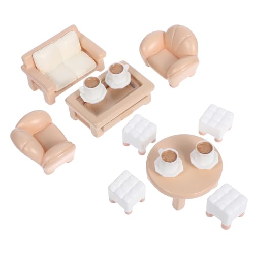 Gatuida 13 Stück Teiliges Puppenhaus Möbelset Realistische Miniaturmöbel mit Sofa Couchtisch und Runden für Wohnzimmer und Schlafzimmer Dekoration von Gatuida