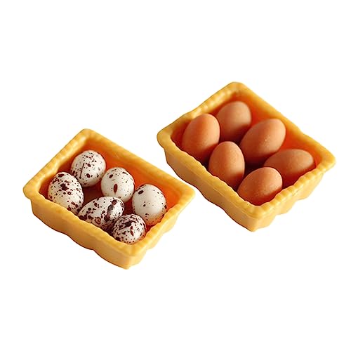 Gatuida 14 Stück Teiliges Miniatur Eier Set aus Resin und Detailgetreue Mini Eier Modelle mit Tablett Vielseitige Deko für Puppenhäuser Tischdekoration und DIY von Gatuida