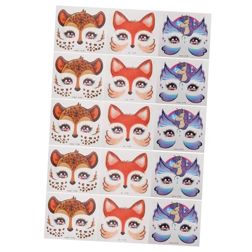 Gatuida 15 Stück Teiliges Glitzer Gesichtssticker für Tiermotiven Fuchs Giraffe Einhorn Glitzernde Gesichtsschmuck Aufkleber für Kostüm und Partyspaß für Kindergeburtstag und Festtage von Gatuida