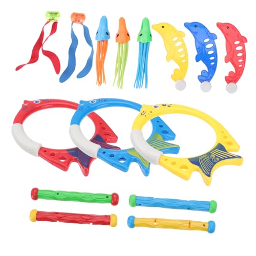 Gatuida 17 Stück Teiliges Tauchspielzeug Schwimmring Unterwasser Pool Tauchringe und Tauchstäbe für Sommer Schwimmtraining und Wasserspaß Bunt Leicht und Tragbar Zufällige Zufällige Farbe von Gatuida