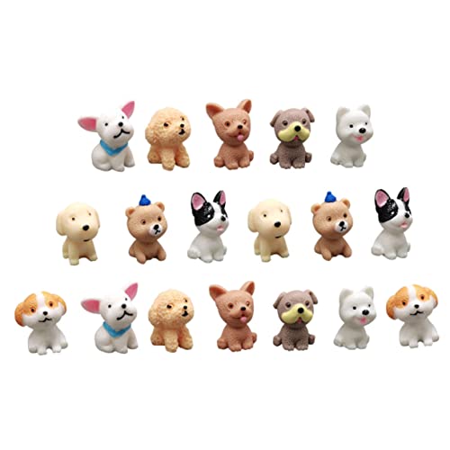 Gatuida 18 Stück Simulationswelpen Mini Hundeplüsch Minifiguren Kleine Welpenfiguren Miniaturtiere Kleine Welpen Welpenfiguren Hundefiguren Hundenummer Dunkelbraunes Harz von Gatuida