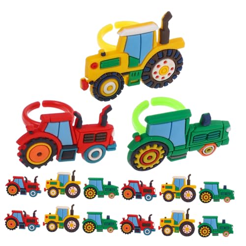 Gatuida 18 Stück Teiliges Kunststoff Ring mit Einzigartigen Bauernhof Baufahrzeug Motiven Langlebig und Sicher für Partygeschenk Erntedankfest Accessoire und Klassenzimmerpreis von Gatuida
