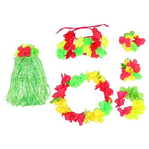 Gatuida 1Satz Hawaii Kostüm Set für Teiliges Set mit Strohrock Halskette Armbändern und Stirnband für Sommerpartys und Beach Events und von Gatuida