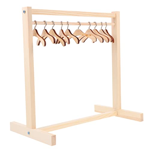 Gatuida 1Satz Holzkleidungsständer für Puppen mit Kleinen Kleiderbügeln für Puppenhausmöbel Einfache Montage Praktischer für Puppenkleidung Langlebiges von Gatuida