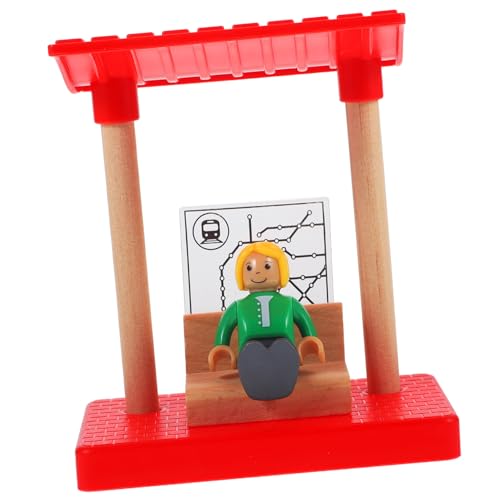Gatuida 1Satz Mini Modell mit Gleisen für Pädagogisches Bauzubehör aus Hochwertigem Holz für Kreative Spielwelten und Eisenbahn Szenen von Gatuida