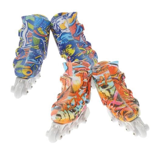 Gatuida 2 Paare Kompakte Finger Rollschuhe aus Kunststoff Kleines Fingertip zur Fingerspitzenbewegung Tragbare Miniatur Rollschuh Modelle für Erwachsene Stressabbau und Fingertraining von Gatuida