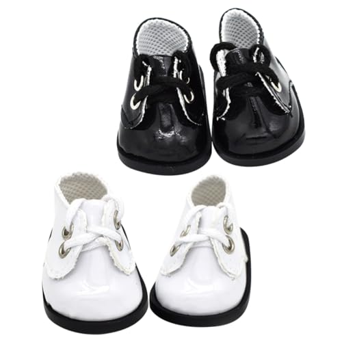 Gatuida 2 Paare Mini Puppenschuhe aus Leder Handgefertigte DIY Puppenaccessoires Bequeme Sportschuhe für Plüschpuppen Kreatives Bastelset für Schwarz und Weiß von Gatuida