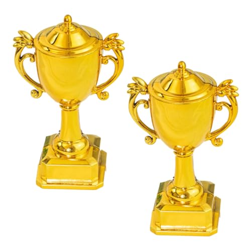 Gatuida 2 STÜCK Mini Plastiktrophäen mit Goldfinish Realistische Kleine Pokale für Lebensmittelechte Kuchen Dekoration für Sport und Geburtstagsfeiern Partybelohnungen von Gatuida