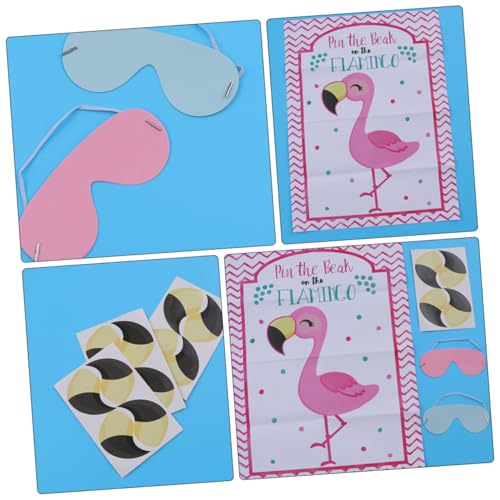 Gatuida 2 Sätze Flamingo Pin The Beak Spiel Party Aufkleber mit Augenmaske Flamingo Motiv Geburtstagsparty Dekoration Spielspaß für Jungen und Mädchen von Gatuida