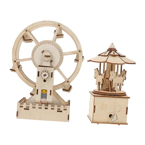 Gatuida 2 Sätze Holzpuzzle Wissenschaftliches Lernspielzeug Intellektuelles Mechanisches Jigsaw Fördert Konzentration und Hand Auge Koordination Dekoratives Modell Einfache Montage von Gatuida