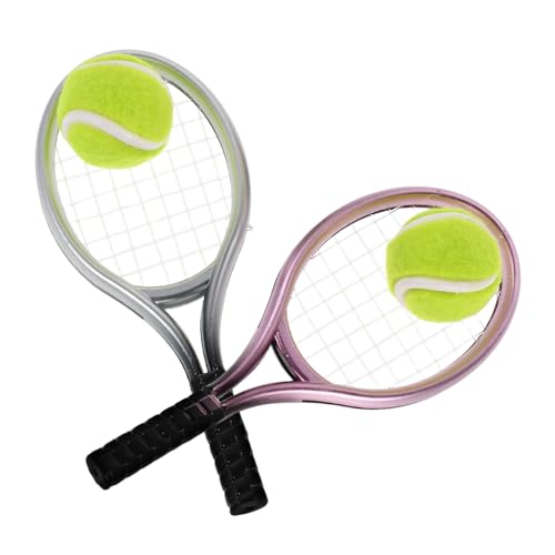 Gatuida 2 Sätze Mini Tennis Racket Set für Puppenhaus Teiliges Set mit Realistischem Design für Dekoration und Spiel Leicht und Tragbar für Mini Tennis Matches und Kreative Bastelprojekte von Gatuida