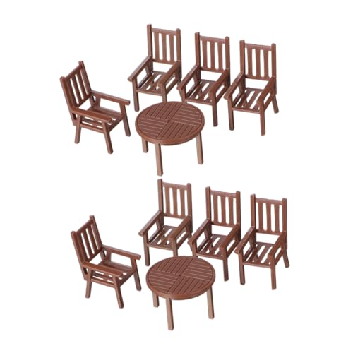 Gatuida 2 Sätze Miniaturmöbel Set für Puppenhaus Tisch und Stuhl Mikrolandschaft Dekoration Detailreiche Miniaturmöbel für DIY Projekte Robustes Kunststoffmaterial von Gatuida