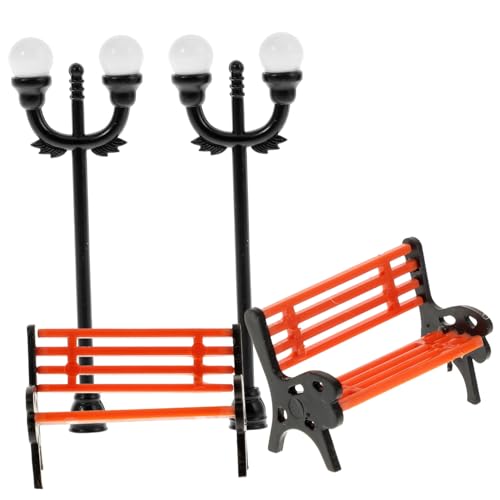 Gatuida 2 Sätze Park Stuhl Street Light Model Stuhlverzierung Kinderminiaturspielzeug Straßenlaterne Modell Straßenlaterne Mini-hausmöbel Aus Kunststoff Puppendekor Plastik von Gatuida