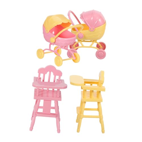 Gatuida 2 Sätze Realistische Babywagen und Hochstuhl aus Abs Kompakte Miniatur Stühle für Puppenhaus Dekoration Tragbare Tiny Furniture für Spielspaß von Gatuida