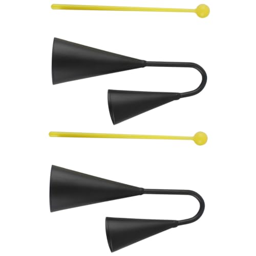 Gatuida 2 Sätze Schwarze Metall Kuhglocke mit Mallet Stick Doppelläufiges Percussion Musikinstrument für Robustes Musikspielzeug für Training Spiel und Outdoor Aktivitäten von Gatuida