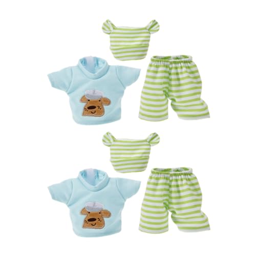 Gatuida 2 Satz Puppenkleidung für Puppenhaus mit Bunten Gestreiften Outfits für Puppen Vielseitige Winterkostüme mit Hose Shirt Mütze Spielzeugkleidung für Puppenhaus Kuscheltiere von Gatuida
