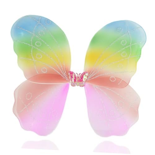 Gatuida 2 Stück Bunte Schmetterlingsflügel für Mädchen Leichte Stoffflügel für Halloween Fasching Kostüm Party und Bühnenauftritte Verstellbar und Bequem für Zauberhafte Nymphenflügel von Gatuida