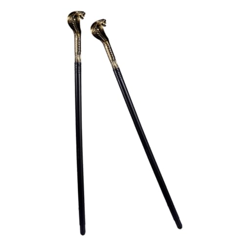 Gatuida 2 Stück Cosplay Gehstock mit Goldfarbenem Schlangenkopf Stabiles Kunststoff Stab für Halloween Kostüm Bühnenrequisite und Partydekoration Punkiges Design Vielseitig Einsetzbar von Gatuida