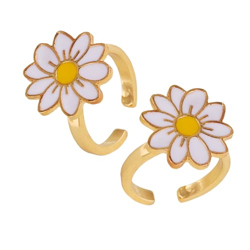 Gatuida 2 Stück Drehbare Fidget Ringe für Stressabbau und Angstlinderung Spielzeugring mit Hohem Drehmoment Verstellbarer Drehring Dekorativer Anxiety Ring von Gatuida