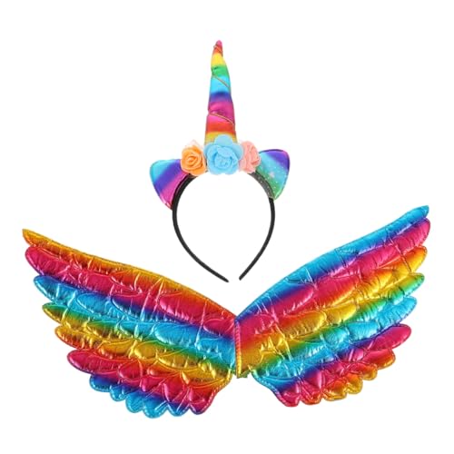 Gatuida 2 Stück Einhorn Haarreif Teilig Bunte Einhornflügel Haarschmuck für Mädchen und Jungen Auffällig für Geburtstagsfeiern und Tanzpartys Leuchtende Farben Einzigartiges Party von Gatuida