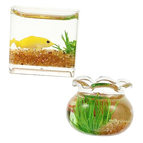 Gatuida 2 Stück Fischtankmodell Dollhouse Fish Tank Miniatur Mini-Aquarium- Künstlich Mini-hausaquarium Mini-Aquarium-puppenhaus Kleines Fischglas 1:12 Aquarium Acryl Colorful von Gatuida