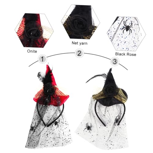 Gatuida 2 Stück Hexenhut Haaraccessoires mit Spinnennetz Haarreif für Halloween Feiern Schwarz Weinrot Gatuida 2 Stück Hexenhut Haaraccessoires mit Spinnennetz Haarreif für Halloween Feiern Schwarz Weinrot von Gatuida