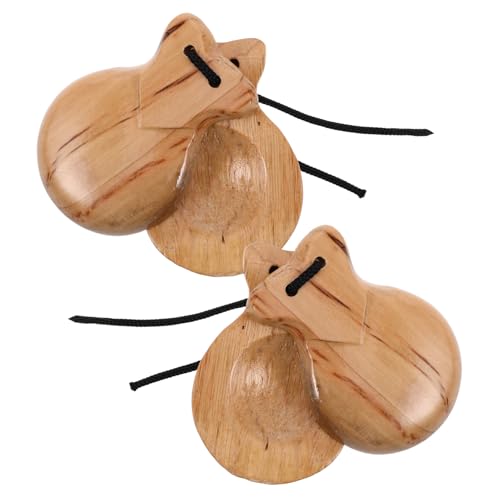 Gatuida 2 Stück Holz Kastagnetten Percussion Handinstrument Musikspielzeug Spanische Tanz Kastagnetten für Musikunterricht Familienfeiern Bühnenauftritte von Gatuida