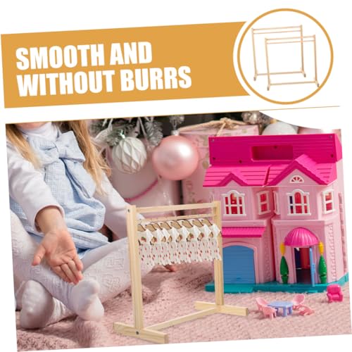Gatuida 2 Stück Holz Puppenkleiderbügel Kleiderständer für Puppen Kleidung Organizer Stabiles Holz Platzsparend Praktisch für Puppenmöbel und Puppenkleiderschrank Zubehör von Gatuida