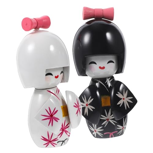 Gatuida 2 Stück Japanische Kimono Holzpuppen Traditionelle Japanische Stil Dekoration Stabile Langlebige Holzfiguren für Wohnzimmer Schreibtisch und Handgefertigt Leicht und Praktisch von Gatuida