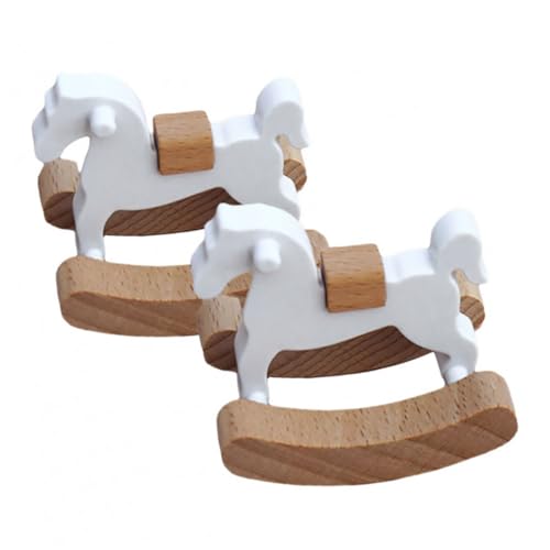 Gatuida 2 Stück Kleines Holzpferd Kinderzimmer Puppenhaus Modellpferd Für Mädchen Puppen Kleinkinder Puppenhaus Schaukelstuhl Ornament Mini Schaukelpferd Aus Holz Mini von Gatuida