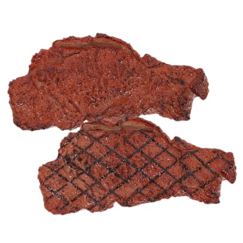 Gatuida 2 Stück Künstliche Steak Requisiten Teiliges aus Bruchfestem Kunststoff Realistische Grilldekoration für Fotografie und Supermarkt Display von Gatuida