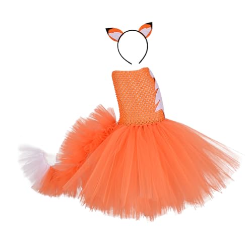 Gatuida 2 Stück Mädchen Fuchskostüm Teiliges mit Haarband Atmungsaktiver Baumwollstoff und Langlebig für Faschingsparty Geburtstag Halloween und Fotoshootings Passend für Jährige von Gatuida