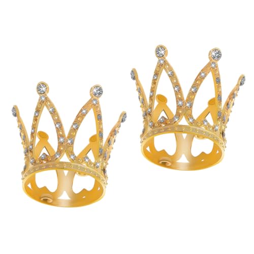 Gatuida 2 Stück Mini-Krone zum Basteln Dekoration Fest Krone Cupcake Topper klein für weihnachten weihnachtskrippe hochzeitsdeko Puppenhauskrone Mini-Kronen-Kuchenaufsatz Legierung Golden von Gatuida