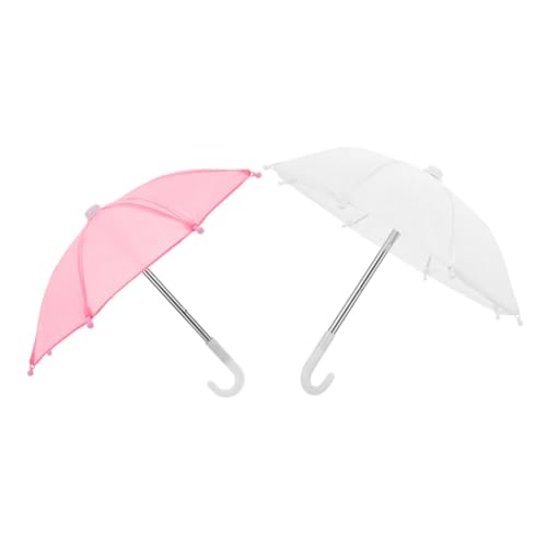 Gatuida 2 Stück Mini Regenschirme Puppenzubehör Teiliges Weiß Leichte Tragbare Miniatur Puppenhaus Regenschirme für Interaktives Rollenspiel und Stilvolle Doll Accessoires von Gatuida